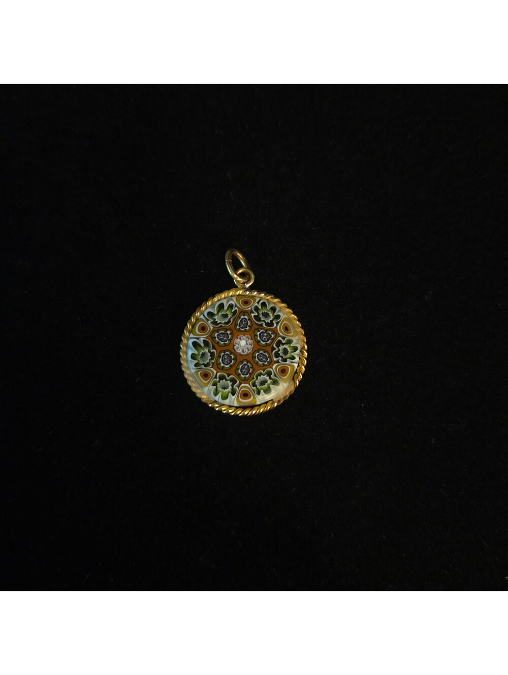 Vintage Gold-plated Italian Millefiori Art Glass Pendant - Picture 3 of 7